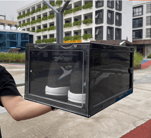 Shoe Storage Box Sneaker Display Cases ABS Plastic (black)