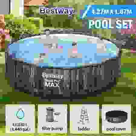 Bestway 4.27mx1.07m Steel Pro Max Above Ground Pool Kit with Filter Pump & Cover