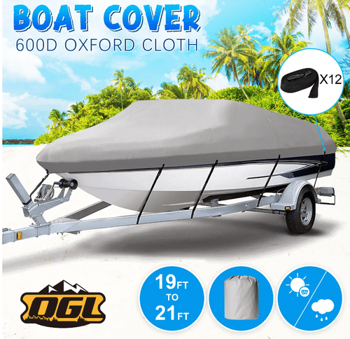 19-21ft Boat Cover Trailerable Waterproof 600D Jumbo Marine Grade Fabric Protector