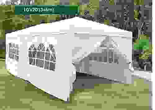 3x6 M White PE Party Tent Canopy Gazebo Marquees Wedding Tent 6 walls