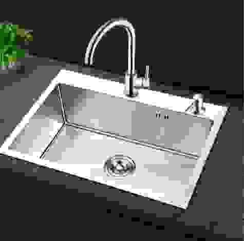 Stainless Steel Sink Single Bowl Kitchen 500 * 400mm With Tap Sink Soap Dispenser Drain Rack