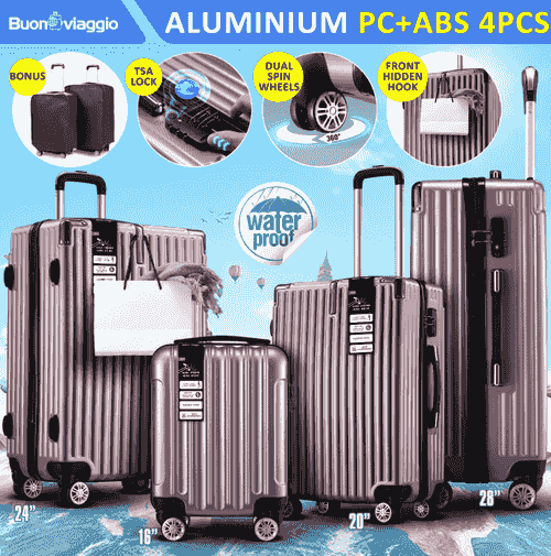 4 Piece Suitcase Set Carry On Luggage Traveller Bag Hard Shell TSA Lock
