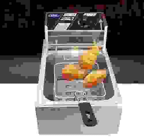 2500W Single Pan Stainless Steel 5L Deep Fryer with Temperature Control