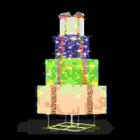 140cm Colourful Lighted Gift Box Christmas Tree Present 200 LED Lights 