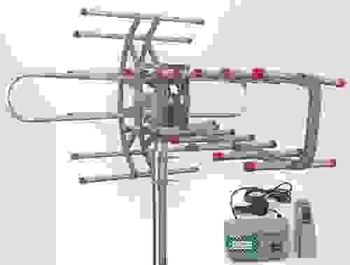 HI Gain Outdoor TV Antenna Aerial FREEVIEW UHF VHF FM Remote Control Rotating