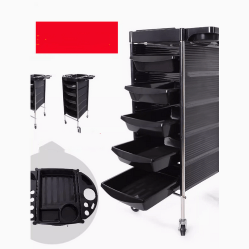 Salon Storage Trolley Tool Cart Hairdressing Furniture Rolling on Wheels 6 Tiers 5 Trays