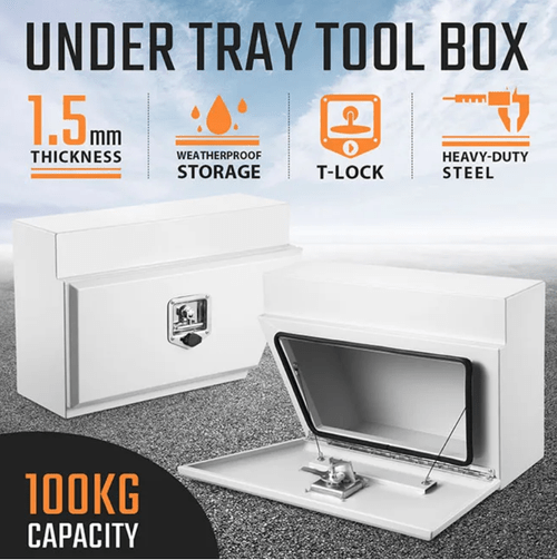 New Pair of Steel Under Tray Tool Boxes Truck Bed Box Underbody Toolbox Organizers