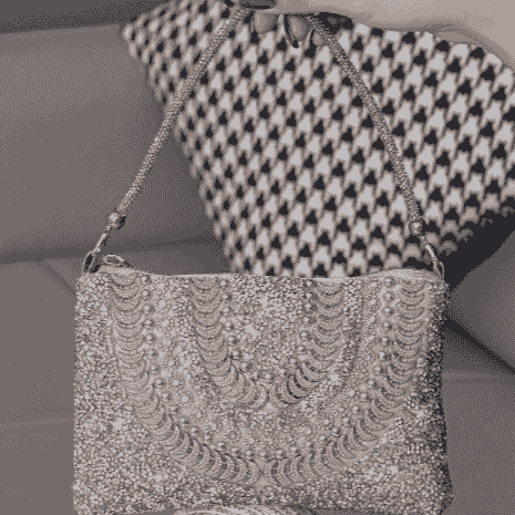Champagne Rhinestone Decor Square Handbag, Evening Clutch Bag