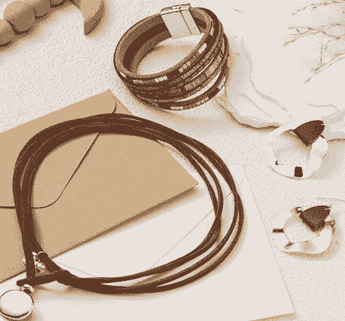 3 Pc Boho Pendant Long Choker Faux Leather Set