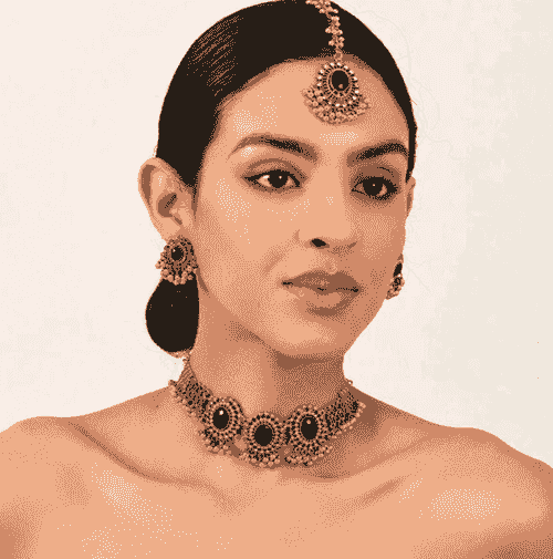 4pcs/Set Indian tikka, necklace Jewelry Set (black, white, red and pink)