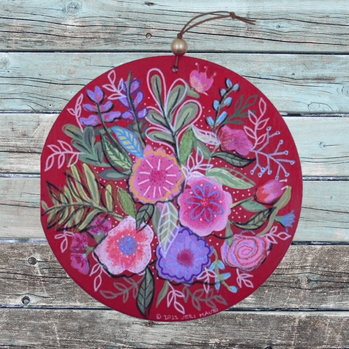  Valentine Bouquet Wood Round - ORIGINAL