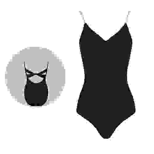Cross-back spaghetti strap leotard