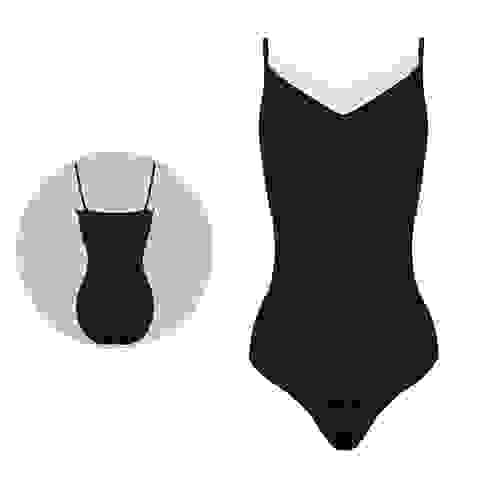 V-neck Splicing Mesh Camisole Leotard