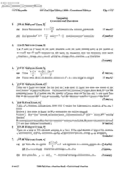 德望學校 Good Hope School -中三- S3 - 數學_3A-第二單元-Linear-Inequalities-in-1-Unknown-常規(CQ)-試題試卷B及答案-共4頁