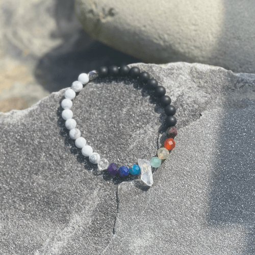 Black Onyx and Howlite Chakra Bracelet