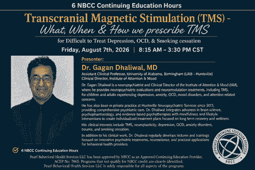 Friday, August 7th, 2026: Transcranial Magnetic Stimulation (TMS) - In person/Lunch Included