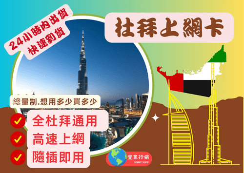【用多少買多少】杜拜15-30天 總量上網卡