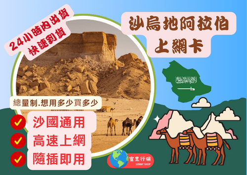 【用多少買多少】沙烏地阿拉伯15-30天 總量上網卡