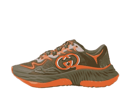 Men's Gucci Ripple trainer in green and orange 