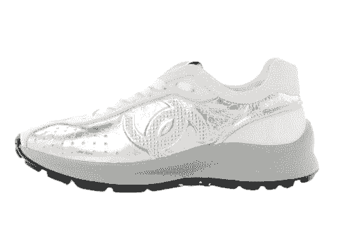 CHANEL Laminated Calfskin Suede CC Sneakers silver 