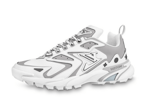 LOUIS VUITTON SNEAKER RUNNER WHITE AND GREY DETAIL 