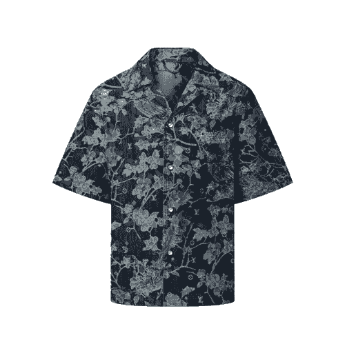 LOUIS VUITTON DENIM SHIRT WITH FLOWERS DETAILS 