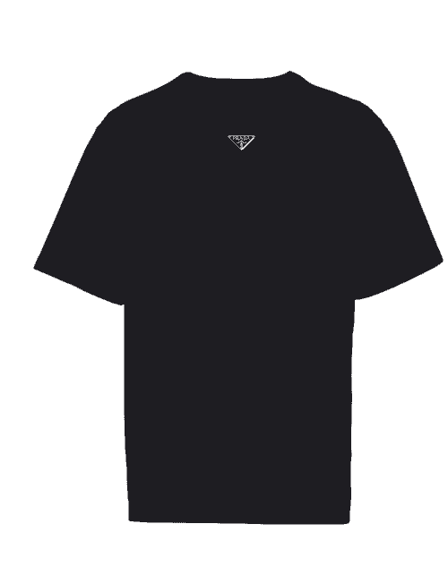 Prada t-shirt en coton à logo triangulaire MILIEU BLACK 