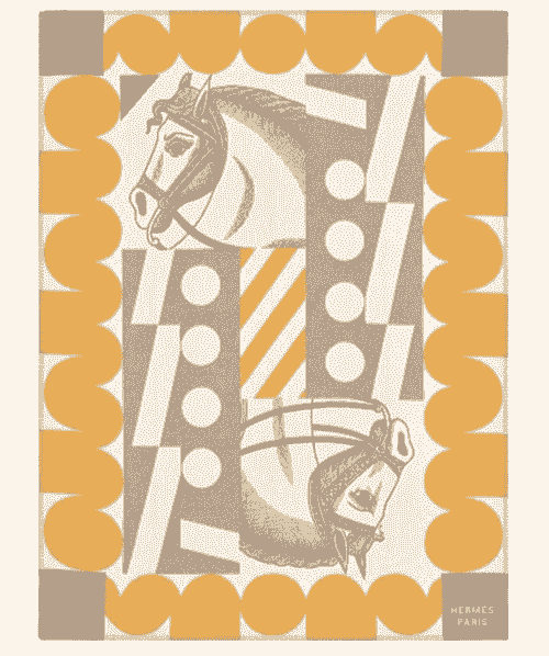HERMES BLANCKET ORANGE CHEVAL JAUNE 