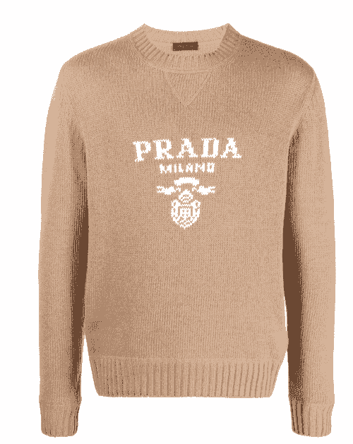 Prada pull en cachemire mélangé à logo intarsia brun 