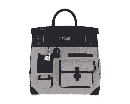 Hermes Haut à Courroies 40 Handbag | Grey and black detail 