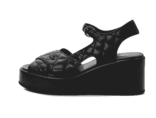 CHANEL Lambskin Quilted CC Platform Sandals
