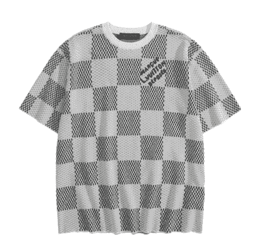 Damier Jacquard Short-Sleeved Crewneck