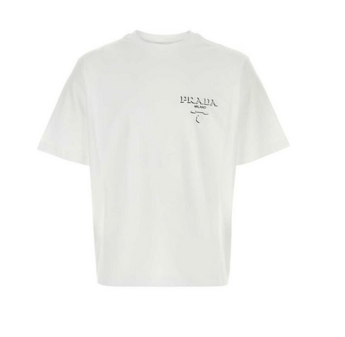 PRADA Logo-Embossed White Cotton T-Shirt