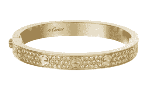 Love bracelet, classic model, paved Yellow gold, diamonds