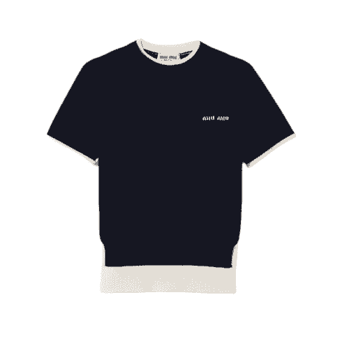 Miu Miu Navy Cashmere Crew-neck Sweater 