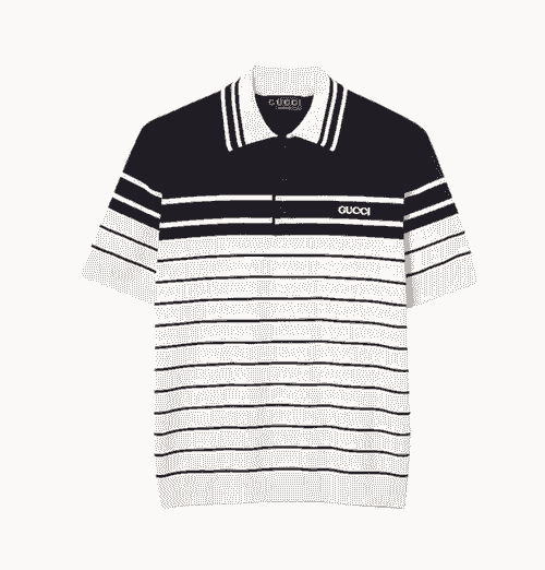 GUCCI Polo en coton avec broderie en blanc et bleu marine 