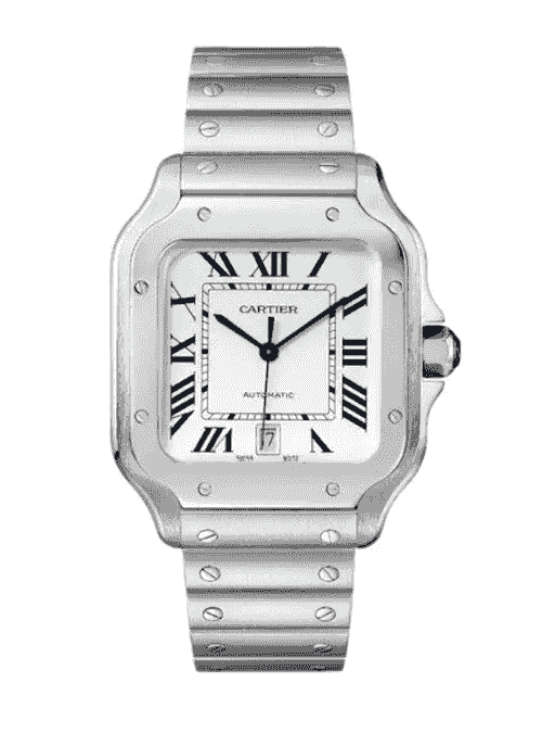 Cartier Santos silver steel white dial 