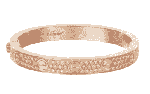 Love bracelet, classic model, paved Rose gold, diamonds