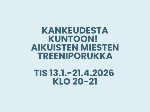 14x Kankeudesta kuntoon! - Aikuisten miesten treeniporukka tis 13.1.-21.4.2026 klo 20-21