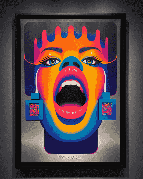 Pop Disco Reloaded – Interactive phygital brushed alumium artwork |39,37 x 27,56 inch 100c70cm