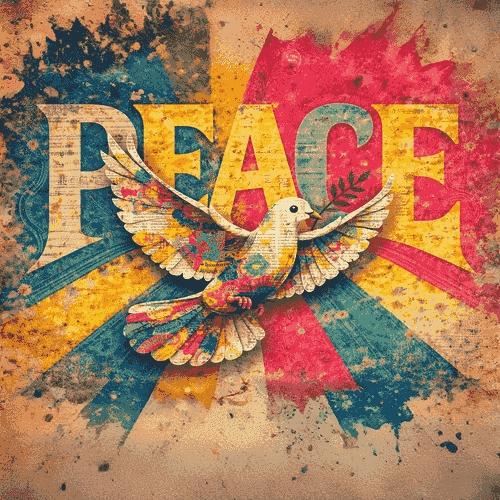 Peace Is Not Passive. Phygital Art 50x50 cm 19,7x19.7 inch