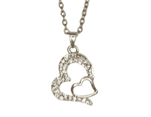  Cubic Zirconia Hearts Charm Necklace -Item#279B