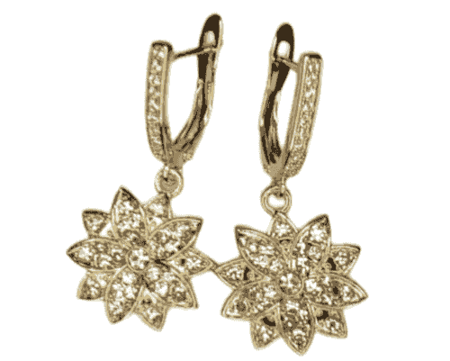   Cubic Zirconia flower Earrings. -Item#270B