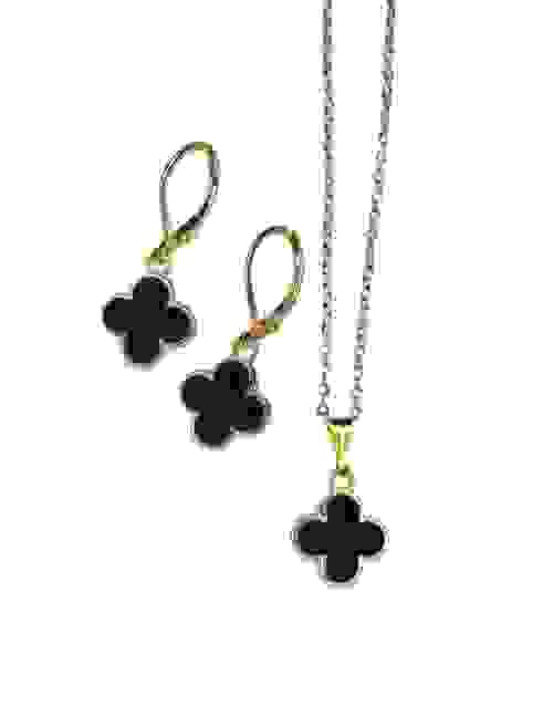 Black Clover Leaf Earrings and Necklace set. Item# 193A, #194A