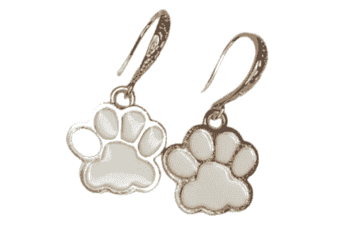 Cute puppy paw charm earrings  -Item#287A