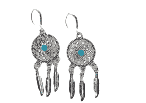 Silver Dream Catcher Charm Earrings -Item#252B