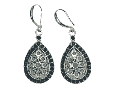 	Ancient Silvery Boho Style Charm Blue Earrings.  -Item#273B