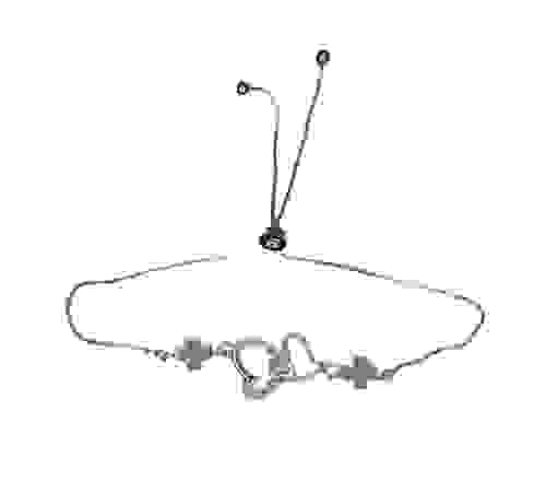   Silvery Cubic Zirconia Lucky Clover- Double hearts Bracelet-Item#268B