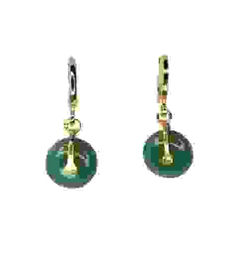 Jade Green Blessing Buckle Charm Earrings -Item#131A