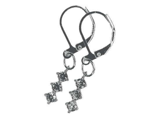 Silver Three Stone Earrings -Item#261A